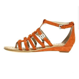 Sam Edelman 7M Donna Orange Gladiator Strap Logo Tag Suede Leather Women Sandals